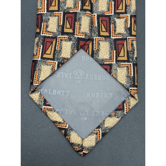 Robert Talbott Tie Men’s 100% Silk Red Orange Gold Luxury Designer Geometric GUC - Picture 5 of 14